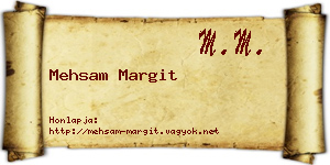 Mehsam Margit névjegykártya